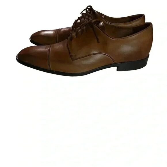 Massimo Matteo Italian Cap Toe Oxford  Brown Leather Shoes Men's Size 9.5M - Picture 6 of 8